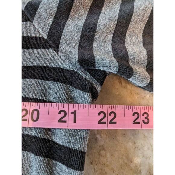 Talbots Pullover Sweatshirt Women's Medium Gray Black Velour Stripe Funnel Neck - Picture 9 of 9